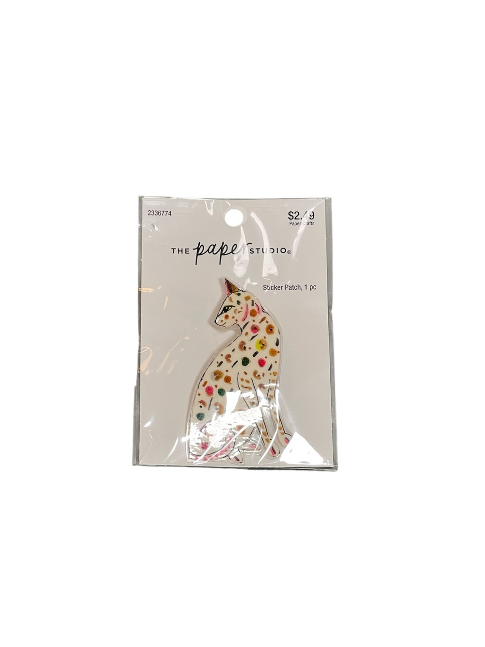 🤑5/$25 The Paper Studio Cat Sticker Pin - White with Multicolor Spots